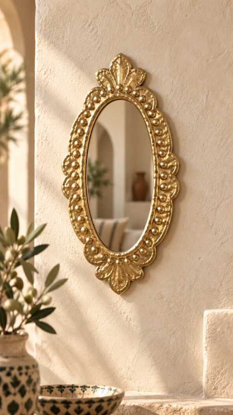 Mini Miroir Medina en cuivre doré